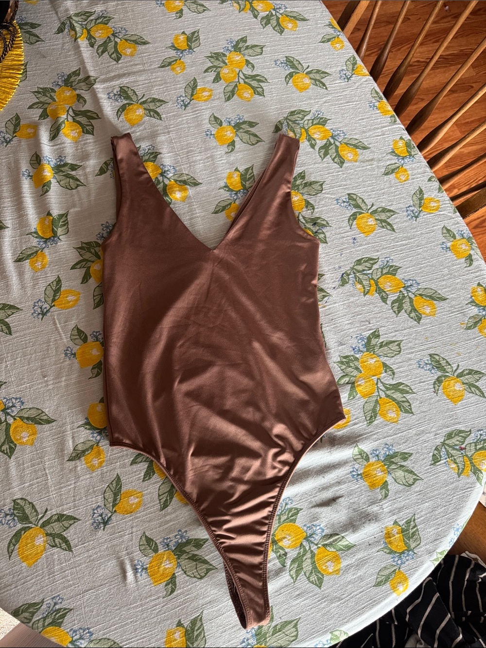Shinestar Brown V-Neck Bodysuit